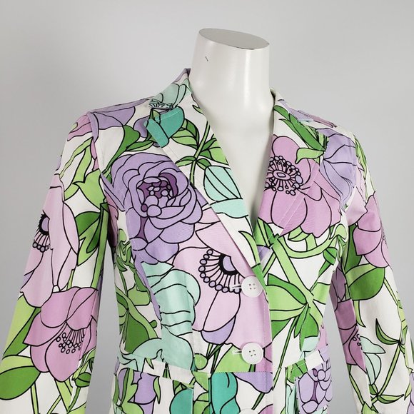 Anne Taylor Flower Print Cotton Blazer Size XS - Picture 2 of 8